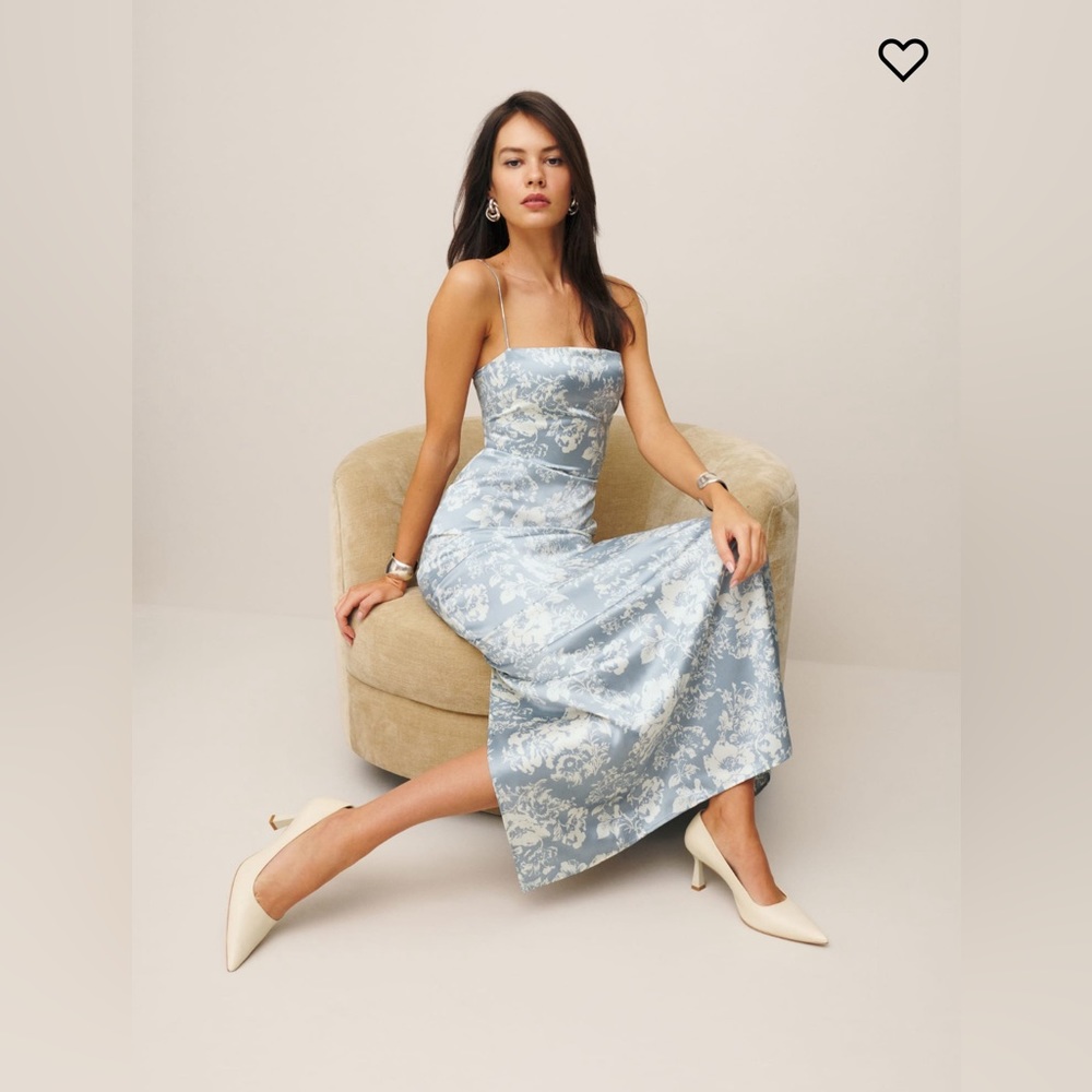 Reformation Frankie Dress in Porcelain, Blue & White Floral
